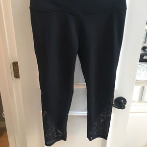 Fabletics Black Capri with lace accent!